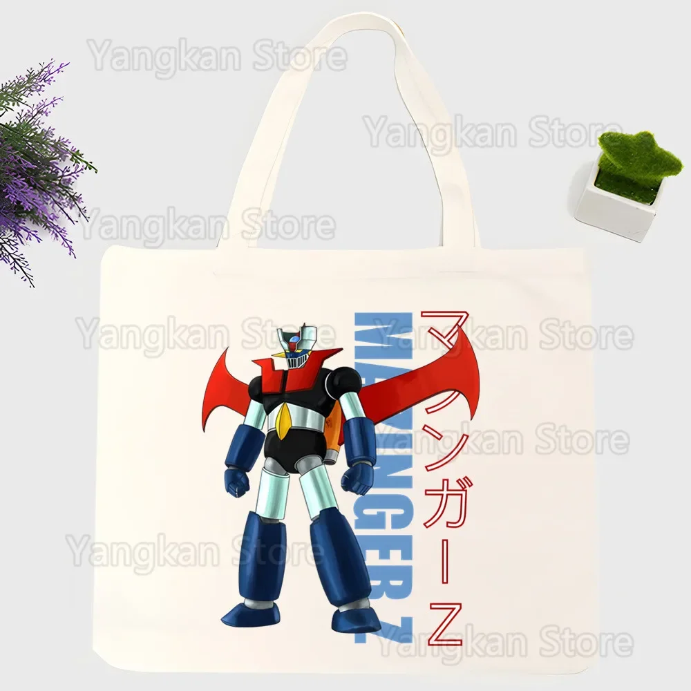 Dark Robot Mazinger Z Canvas Shopping Bags Print Tote Bag Eco Reusable Shopper Canvas Shoulder Bag Large Handbag Bags