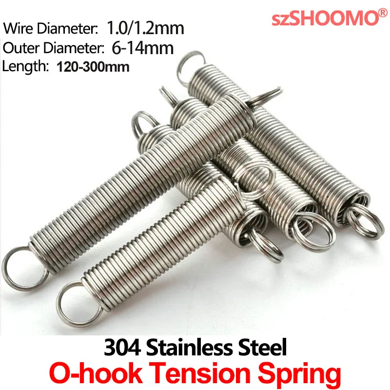 304 Stainless Steel Pullback Tension Cylindroid Helical Coil Small Mini Extension Spring WD mm 1.0mm 1.2mm