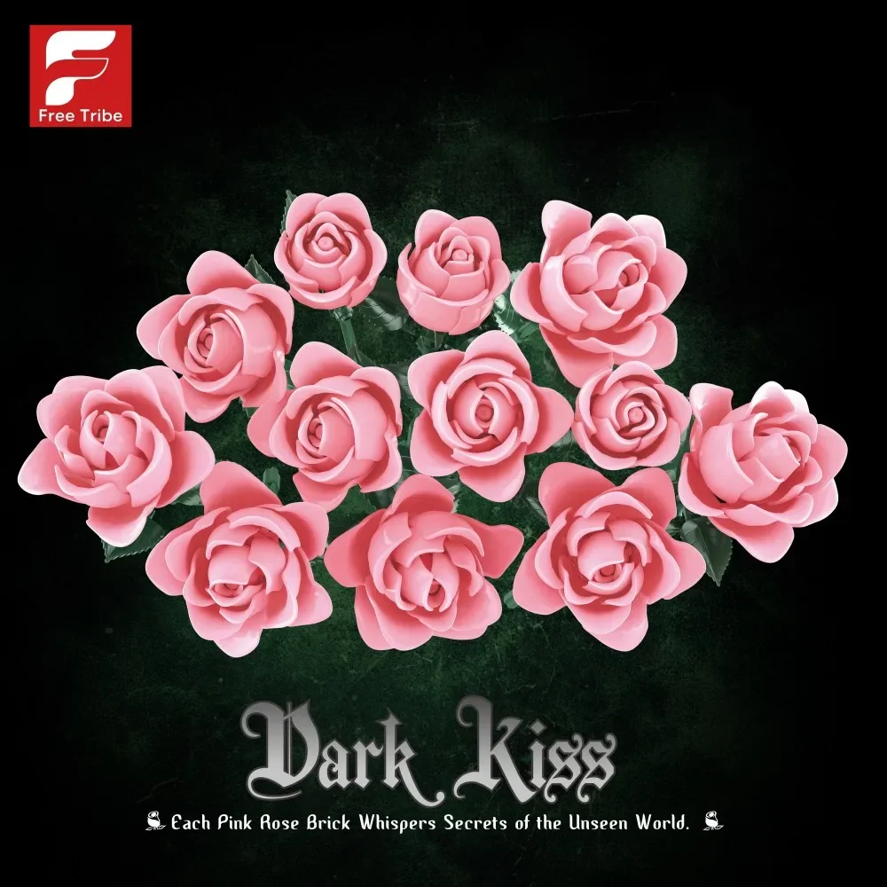 12 สีชมพู Rose ดอกไม้บล็อกอาคารจําลองช่อดอกไม้ดอกไม้อิฐผู้ใหญ่โรแมนติกของขวัญเดสก์ท็อปตกแต่งเด็ก DIY ของเล่น