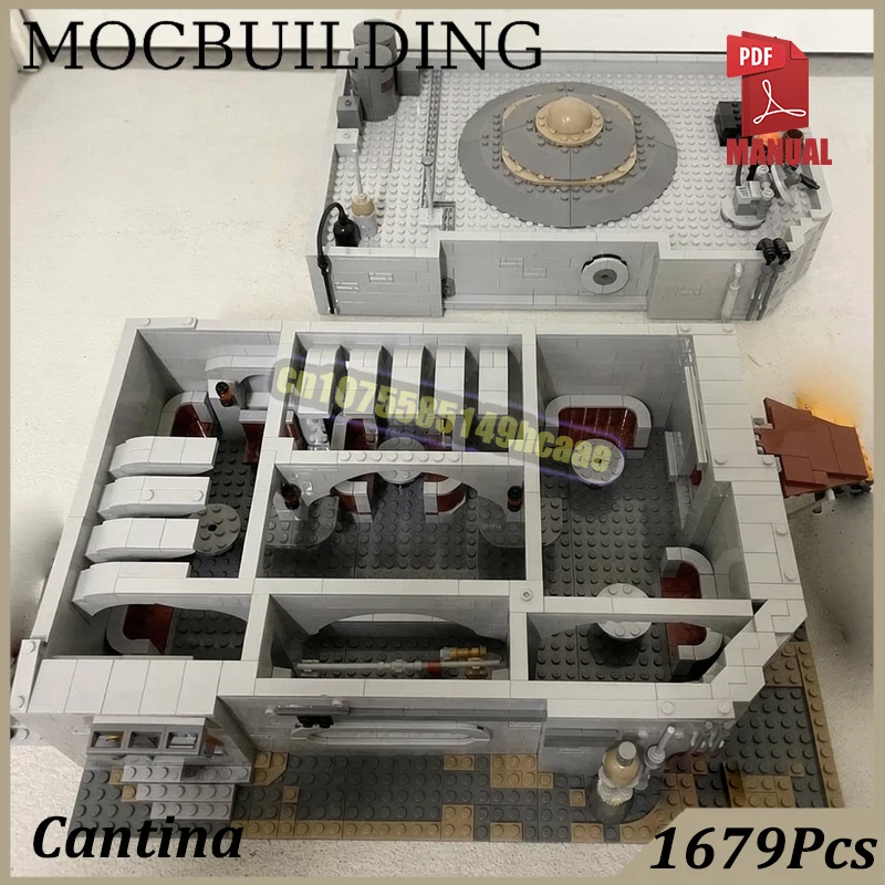 Volcanic Planet Cantina with Interiors Bricks Model Sci fi Space City Street View MOC Building Blocks Construction Toys Gifts