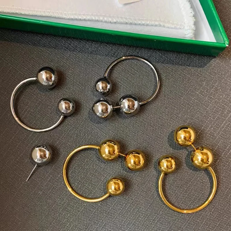 Exaggeration Punk Personality Irregular Metal Design Ball-Shape Studs Earrings for Women Minimalism Charm Jewerly Wedding Gift