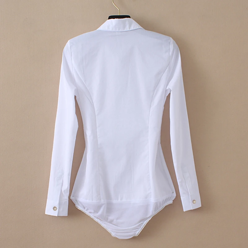 Formal Shirts Work Wear Long sleeve Cotton OL Body Blouse Shirt Button Turn-down Collar Blusas Chemise Blanche Femme White