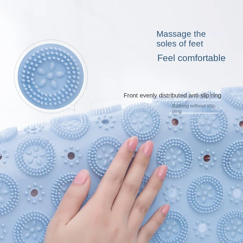 PVC Anti-skid Bath Mats Rectangle Soft Shower Bathroom Massage Mat Suction Cup Non-slip Bathtub Carpet Large Size