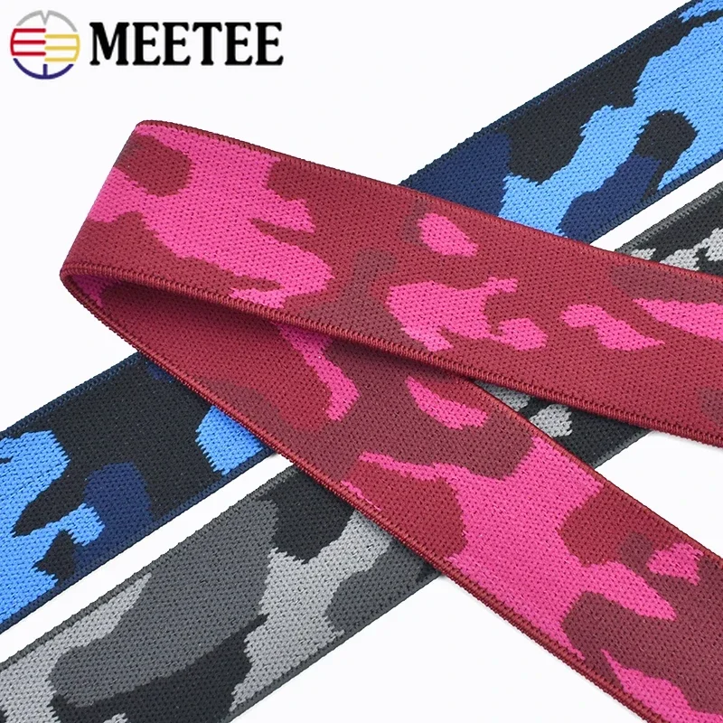 1-5M 38mm Camouflage Elastic Band Backpack Strap Rubber Bands Sewing Waist Clothes Belt Garment Decor Stretch Ribbon Accessories