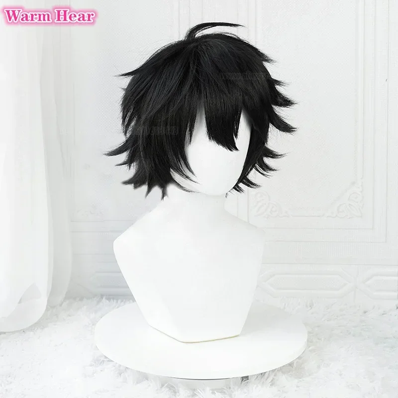 Anime L.Lawliet Cosplay Wig L Cosplay Wigs 35cm Short Black Heat Resistant Synthetic Hair Man Halloween Party Wigs + Wig Cap