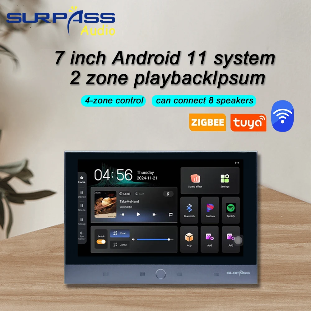 7INCH Display Android 11 System with TUYA ZIGBEE Wi Fi Function Can Use Google Play Store YouTube Tiktok Spotify  Alexa Chromium