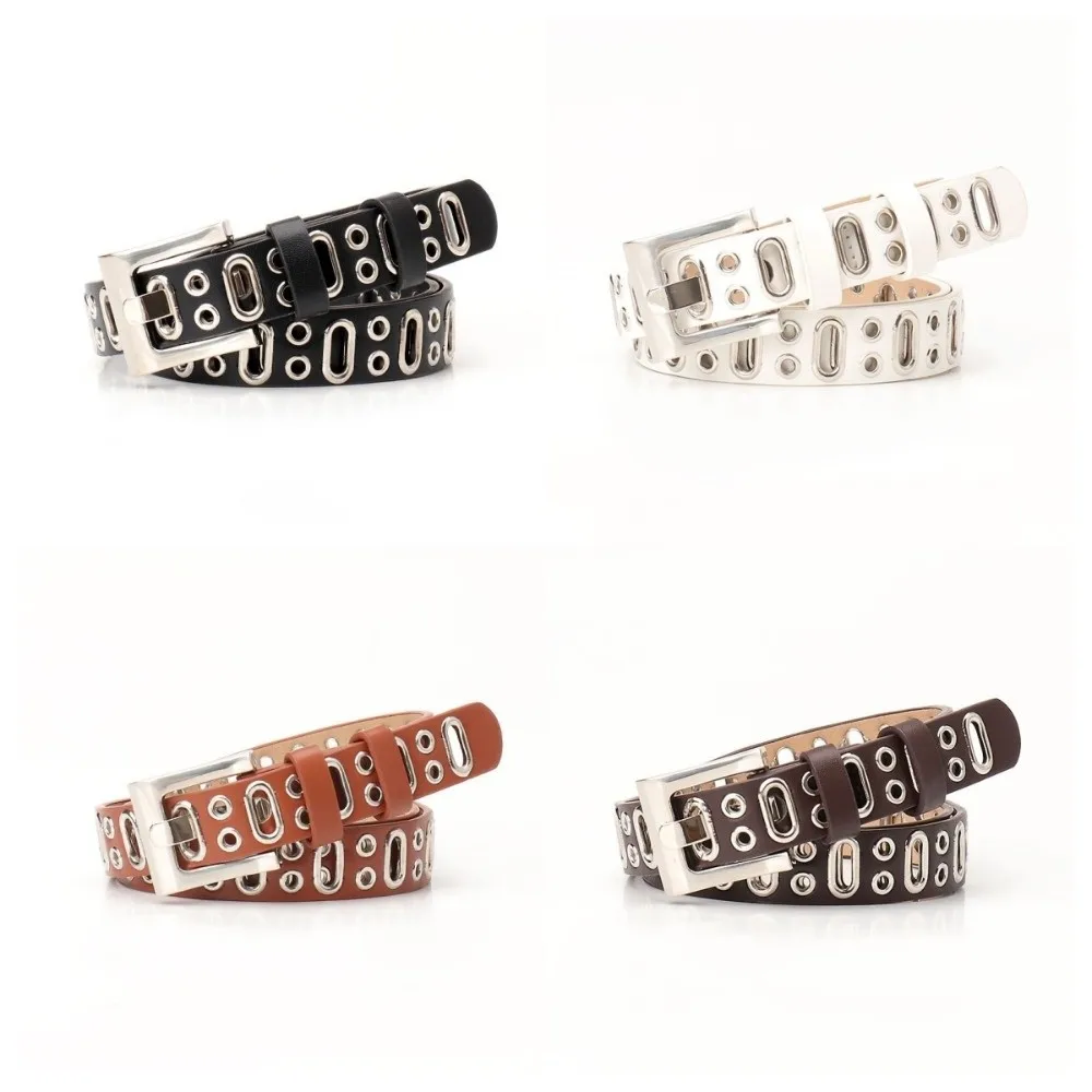 سبيكة مشبك البيضاوي حزام متعدد الفتحات خمر الجينز ديكور بولي Leather حزام من الجلد الهيب هوب رقيقة للجنسين حزام البضائع السراويل الملحقات