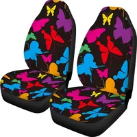 Color Butterfly Fabric Front Seat Covers Bohemia Design Car Interior Protector Set of 2 Universal Fit for Vehicle Sedan and Jeep