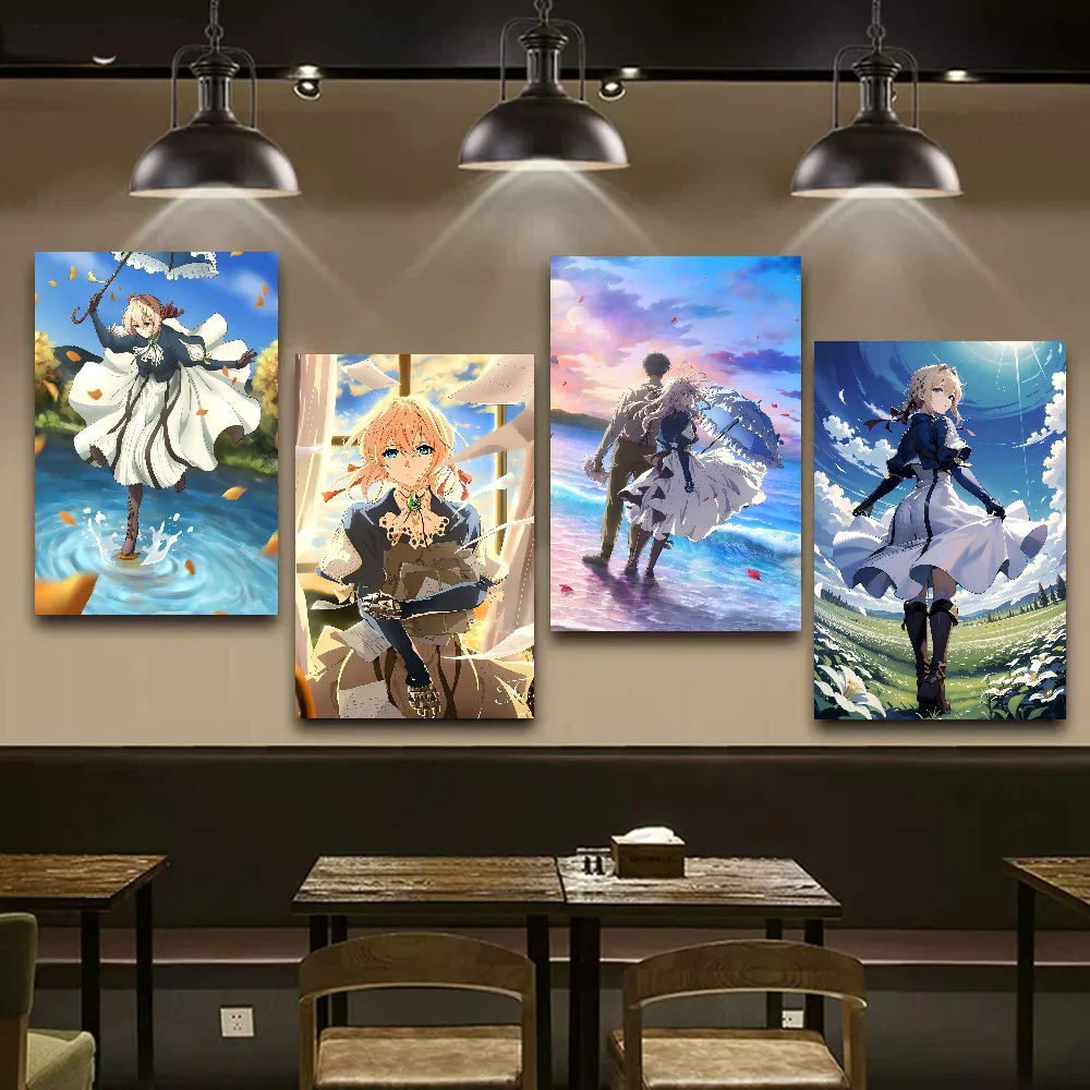 Anime Violet Evergarden Self-adhesive Art Poster Whitepaper Prints Posters Artwork Aesthetic Art Wall Painting