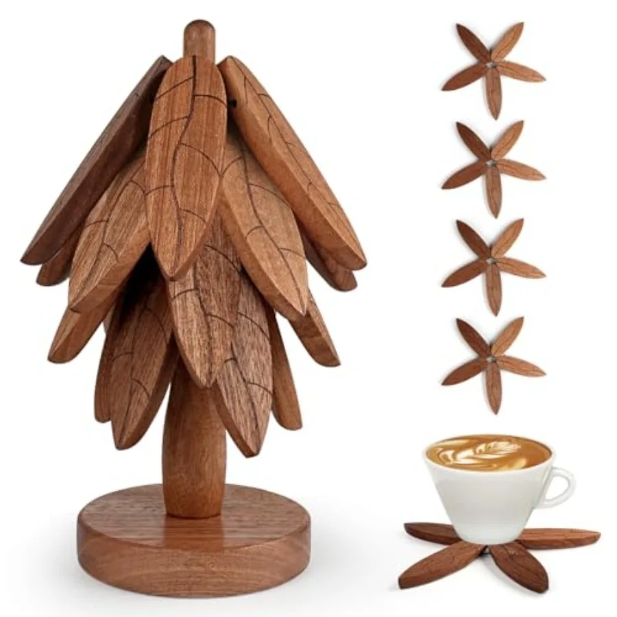 

Деревянные подставки для горячей посуды Набор деревянных подставок для елок с 4 подставками и подставкой из 1 шт. Подставки в форме рождественской елки для горячего горшка