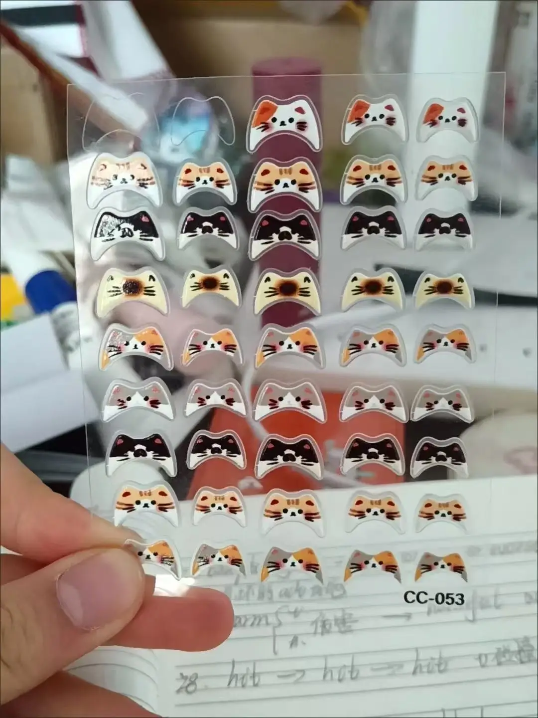 1 Stück/3 Stück INS Niedliche Katzen-Emoji Nagelaufkleber, Geprägte 3D DIY Französische Kätzchen-Fingerspitzen-Dekorationsaufkleber – Detail 5