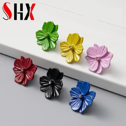Hardware Multicolor Flowers Single Hole Handle Cabinet Door Vintage Handle To Open Modern Alloy Handle Black