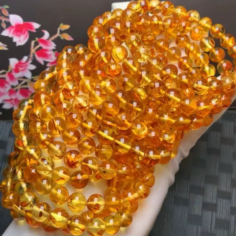 Factory Natural Piebald Amber Single Circle Ball Bracelet New Necklace Good Product