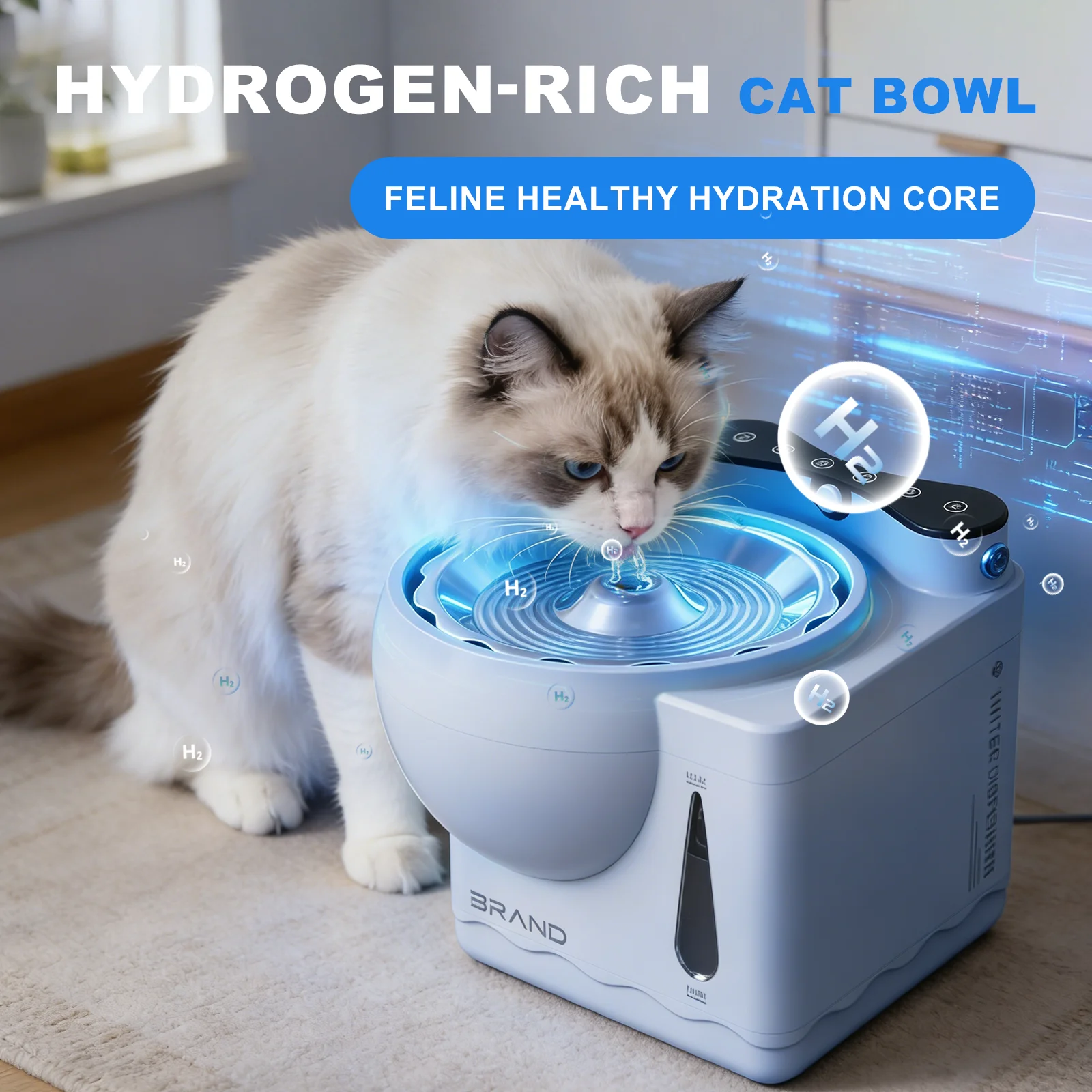 Antioxidant Hydrogen Cat Water Bowl Kidney Protection Smart Pet Fountain Silent Automatic Drinker Healthier Pets OEM/ODM Support