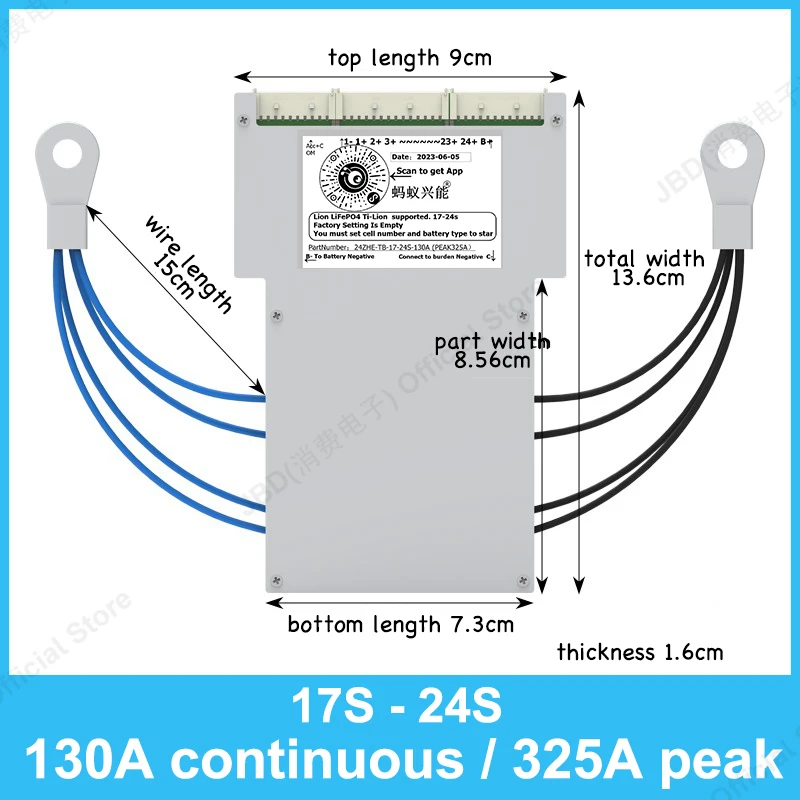 ANT BMS 17S to 24S 850A 300A 100A 50A Protection Board Li-ion Lithium Battery Pack 72V 84V Lifepo4 LTO Smart Bluetooth APP PC