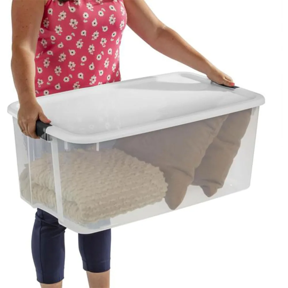 Caixa ultra com trava de 8 pacotes, caixas de armazenamento com tampas, plástico transparente, 116 quartos - recipientes organizadores resistentes