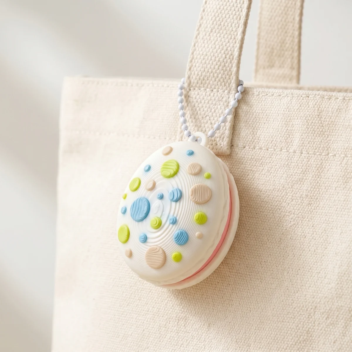 Spring Themed Macaron Style Decompression Keychain, Macaron Style Bag Hanging Accessory With Bead Chain