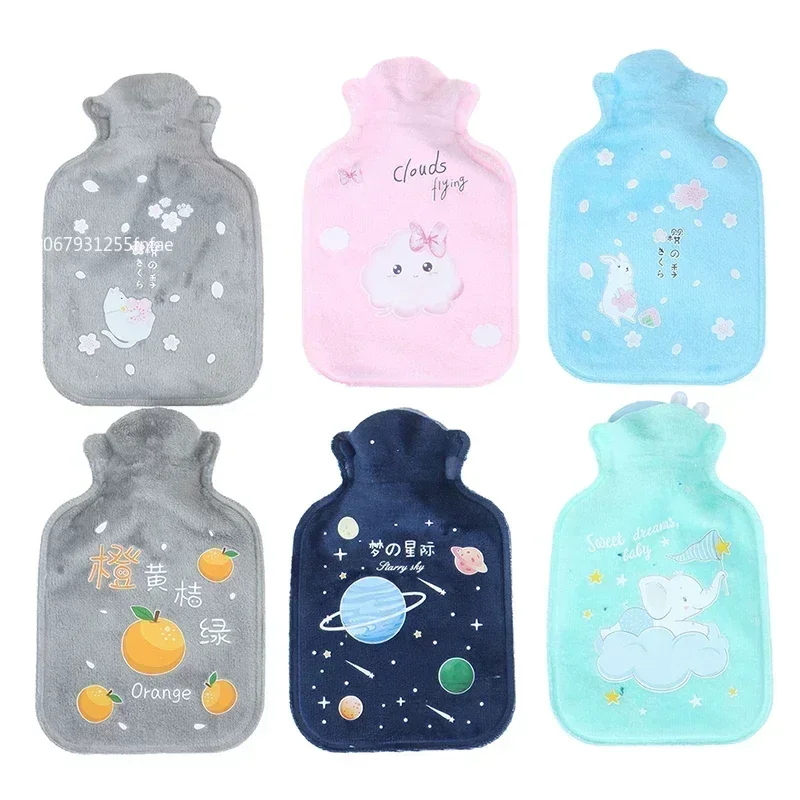 1pc Bauch wärmer Wärm flasche Gummi tasche niedlichen Cartoon warm entspannend sichere Hitze kalt großen Plüsch tuch Heißwasser beutel