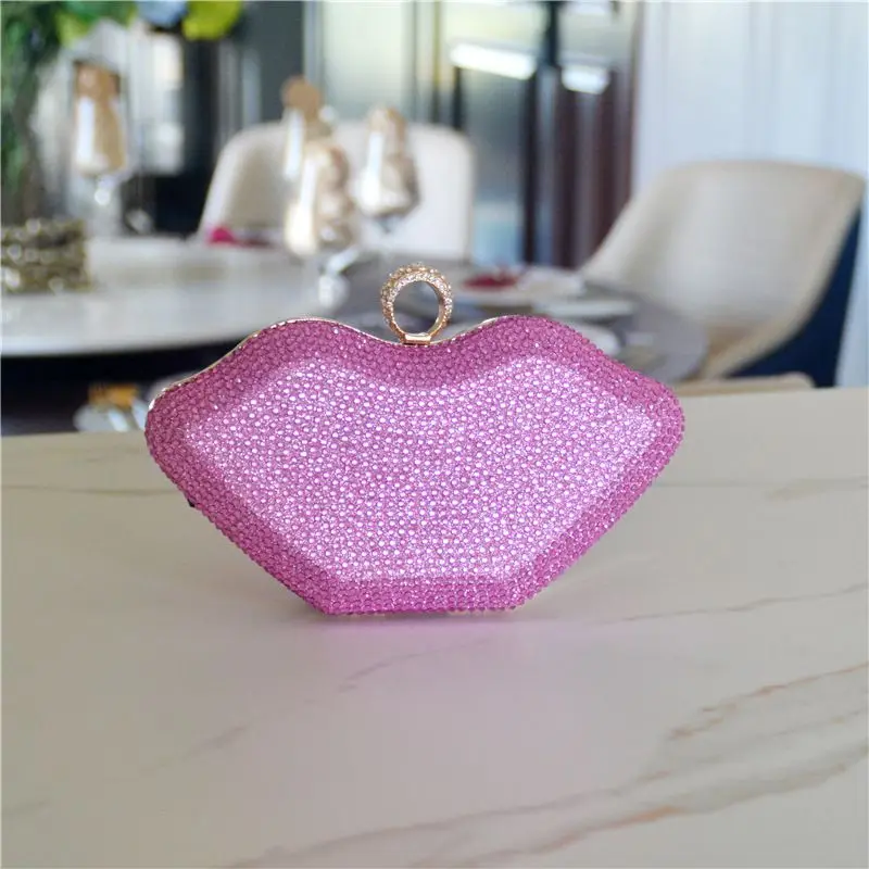 Red Rhinestone Purses and Handbags Luxury Wedding Purses Women Evening Party Sexy Hot Lip Bag Diamonds Clutches Purses