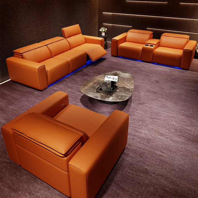 #Modern L-shaped Electric Leather Sofa For Living Room Audio-visual Room Home Theater KTV Zero Wall Corner
