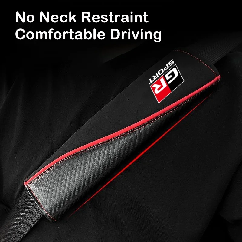 2Pcs Leather Car Safety Belt Cover Car Shoulder Protector Pads For Toyota GR Sport Gazoo Racing C-HR RAV4 Mirai Avensis Prado
