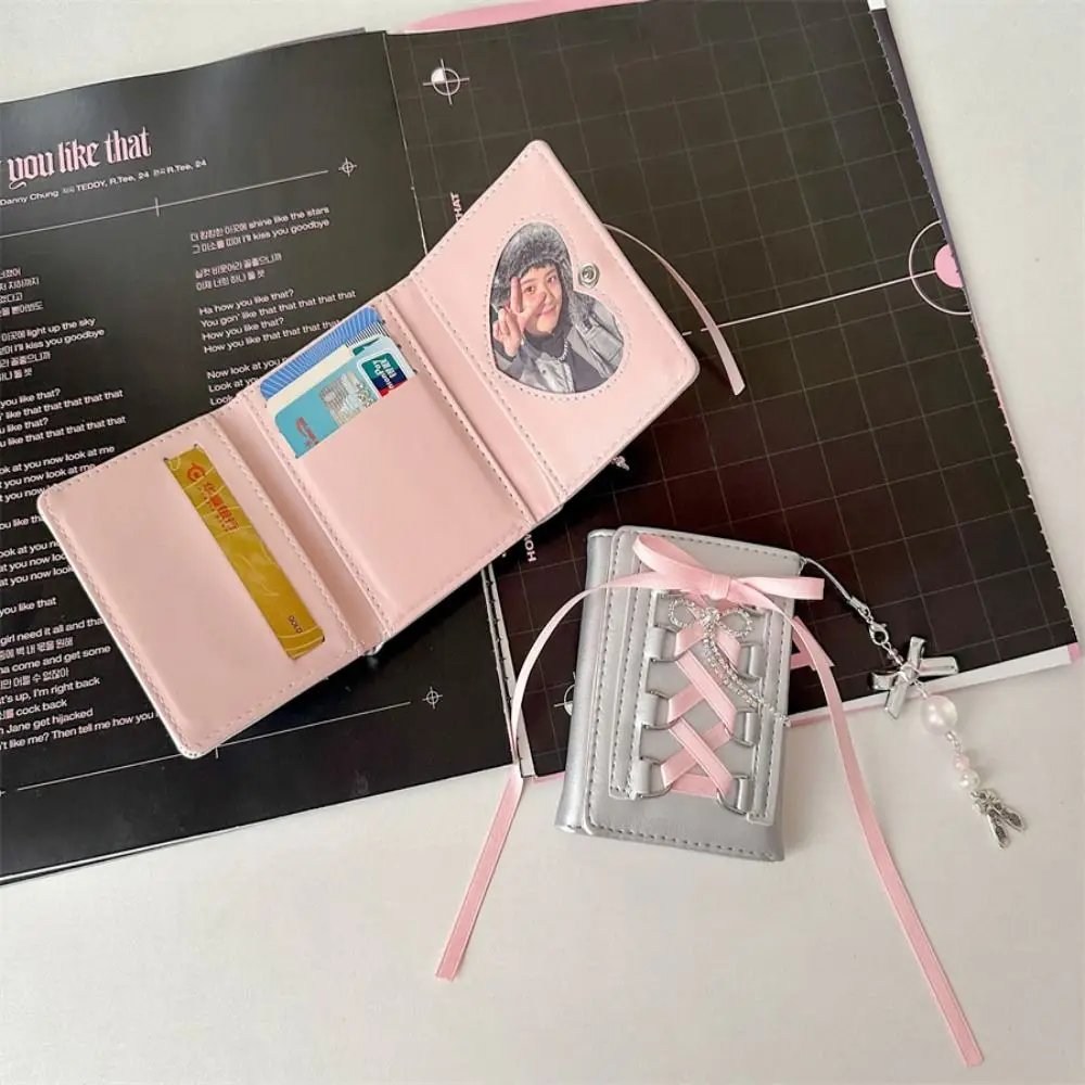 

Casual New Y2k Silver Sweet Wallets Strap-on Designer Original Cute Wallet Korean Style Ballet Style Pouch Women Girl