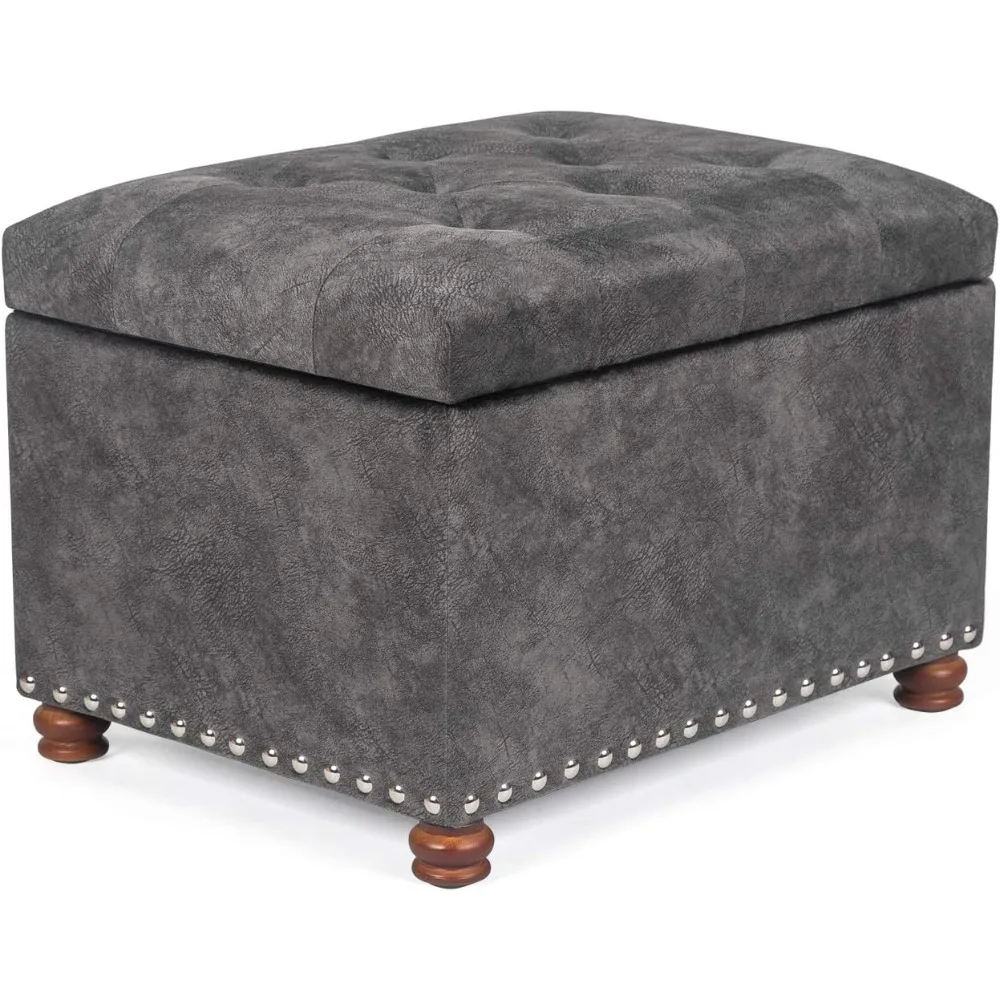 Storage Ottoman Bench Foot Rest Stool Coffee Table with Lift Top (Gray)