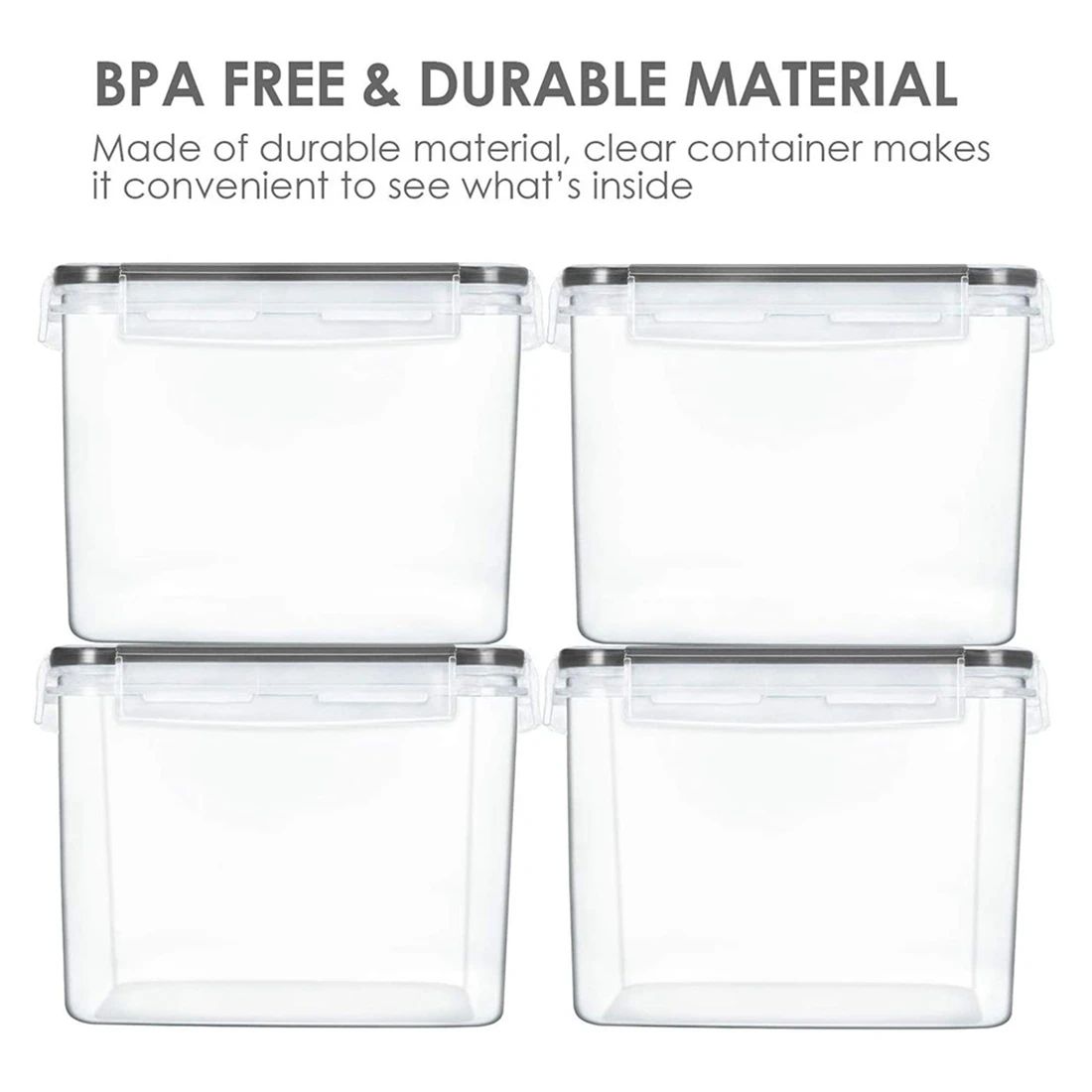 GOOD-4Pcs Airtight Food Storage Containers 3.6L-Plastic BPA Free Kitchen Pantry Storage Containers For Sugar,Flour And Baking