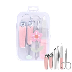 Stainless Steel Cute Manicure Kit 7 Pcs Set Non Slip Design for Women Men Portable Case and Nail Clippers Cartoon Manicure Set