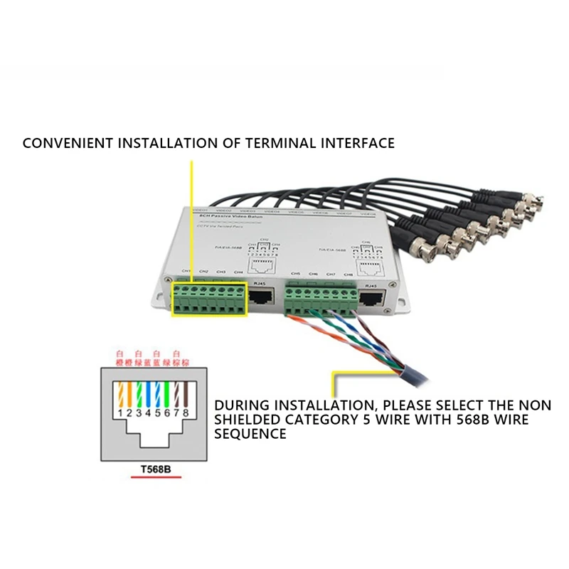 HD CVI/TVI/AHD пассивный трансивер 8 каналов видео балун адаптер передатчик BNC к UTP Cat5/5E/6 кабель 720P 1080P
