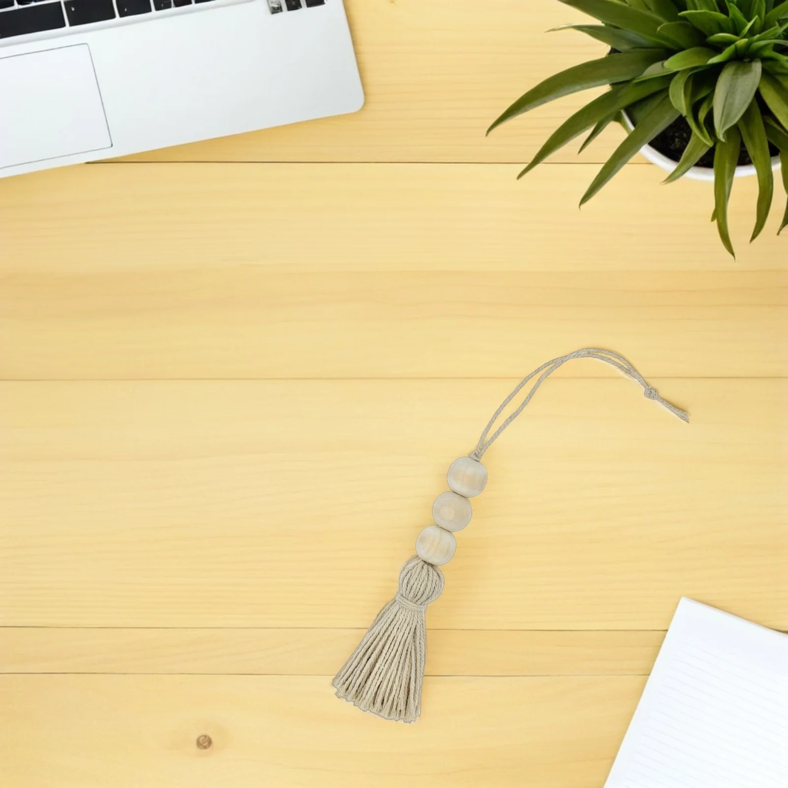 

6Pcs Cotton Thread Wooden Bead Tassels Handmade Closet Door Handle Decor for Bag Car Curtain Key Ring Holiday Party Gift