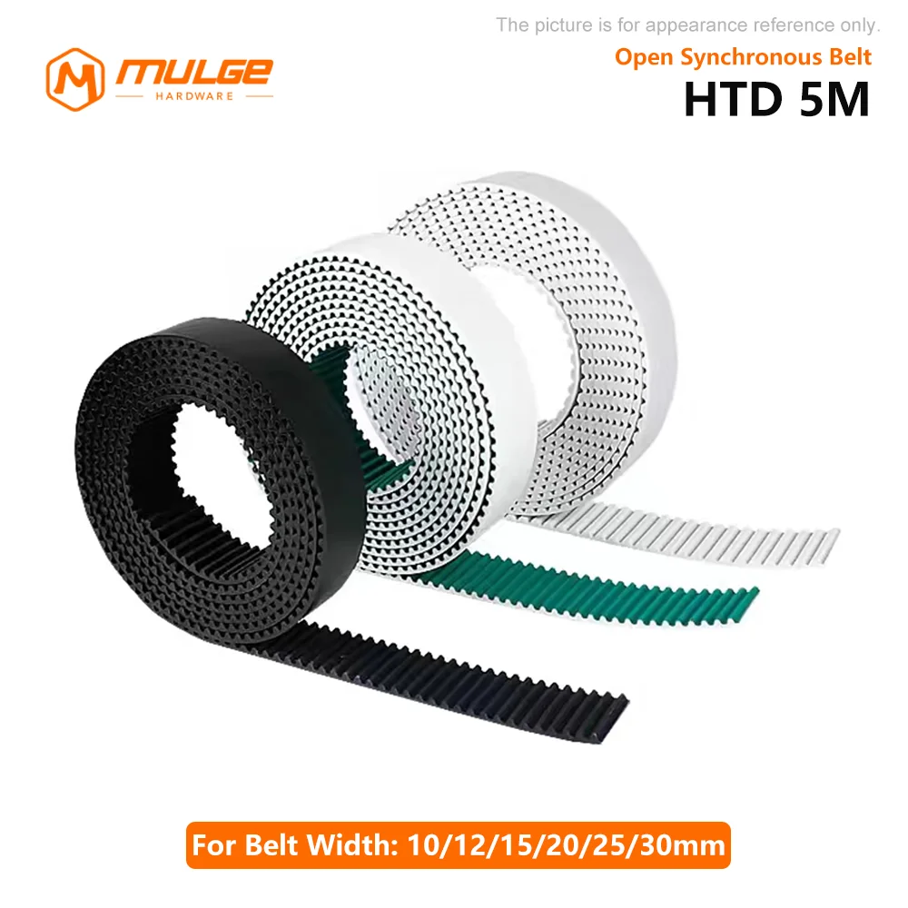 Wysokiej jakości otwarty pasek HTD 5M PU Szerokość: 10 mm / 15 mm / 20 mm / 25 mm / 30 mm / 40 mm Pulsacyjny poliuretanowy pasek transmisyjny do drukarek 3D itp.