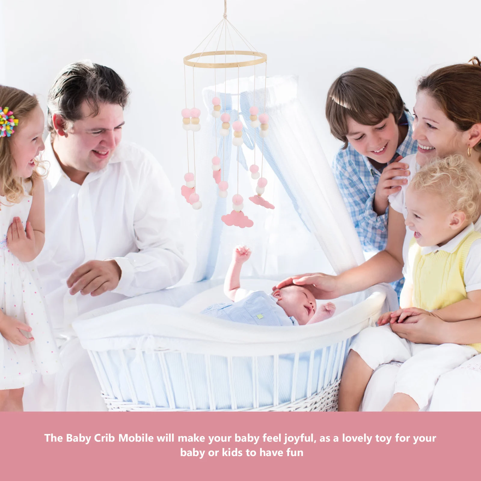 

Crib Wooden Bells Nursery Mobile Wind Chime Decorate Mobiles for Cribs Baby
