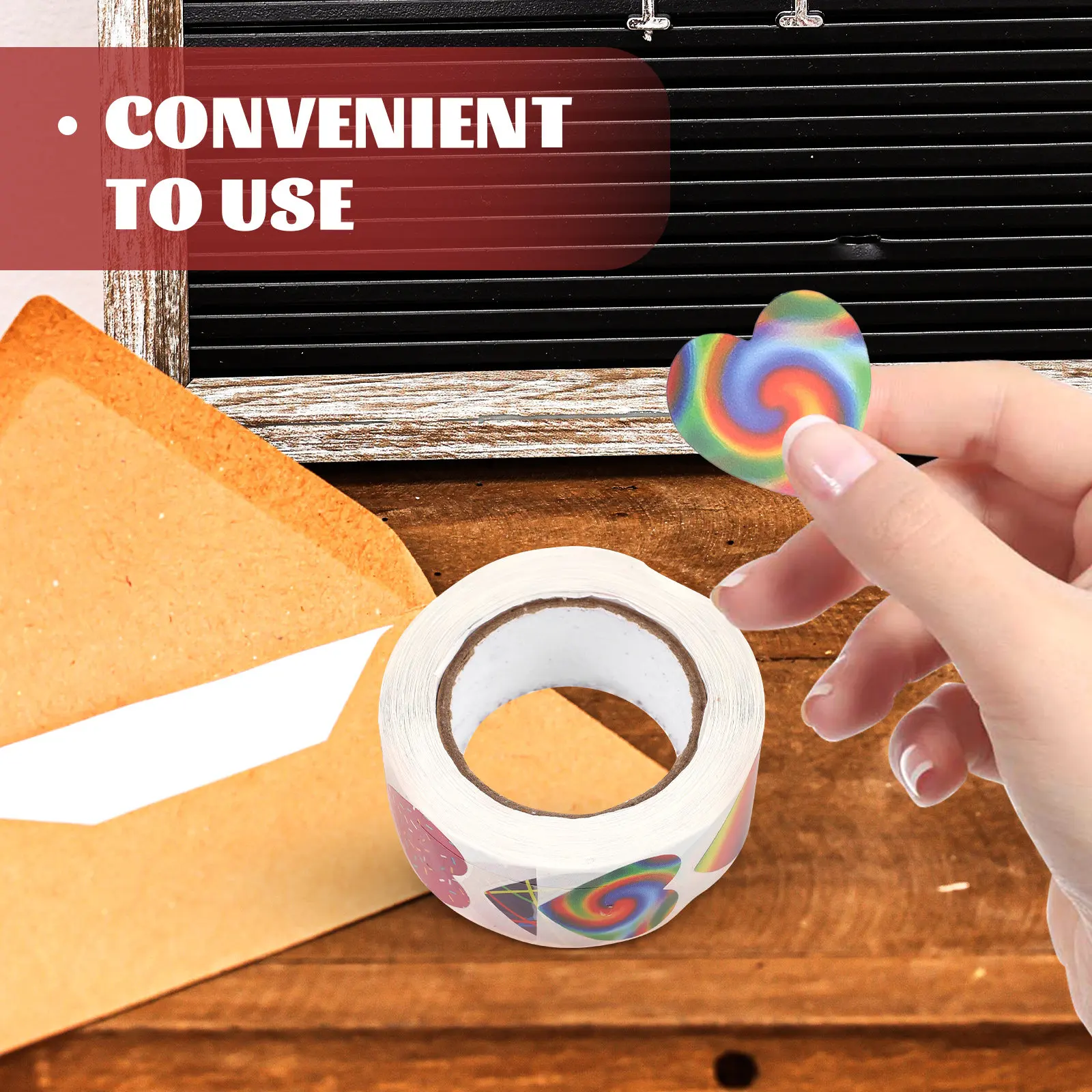 

5 Rolls Bright Color Heart Sealing Stickers Decorative Gift Label Stickers for Valentine's Day Packaging DIY Craft Scrapbooking