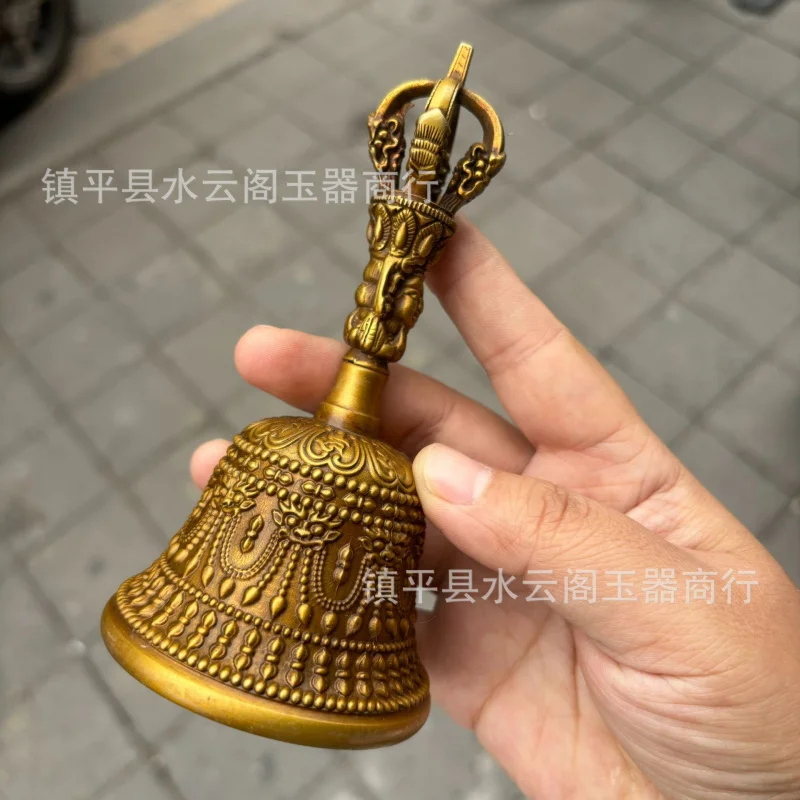 Brass Shaker Vajra Bell Five-Pronged Vajra Bell Vajra Mallet Copper Bell Craft Vajra Bell Shaker Bell Daoist Craft