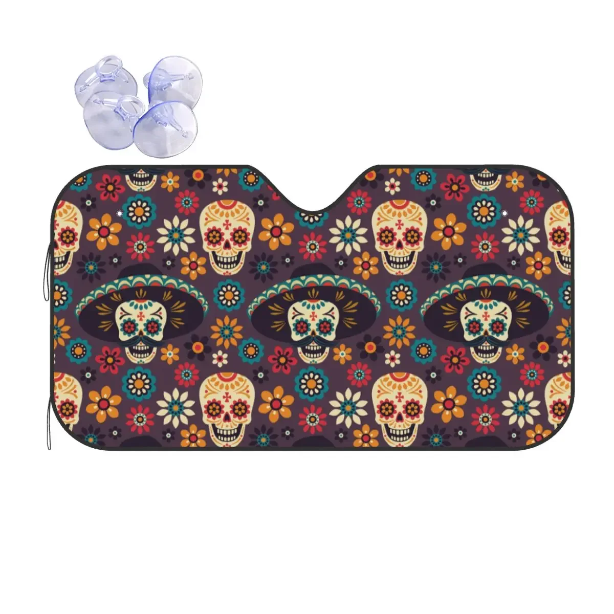 

Sugar Skull Windshield Sunshade Day of the Dead Car Front Window Visor Car Window Windscreen Cover Blinds Sun Shade Protect