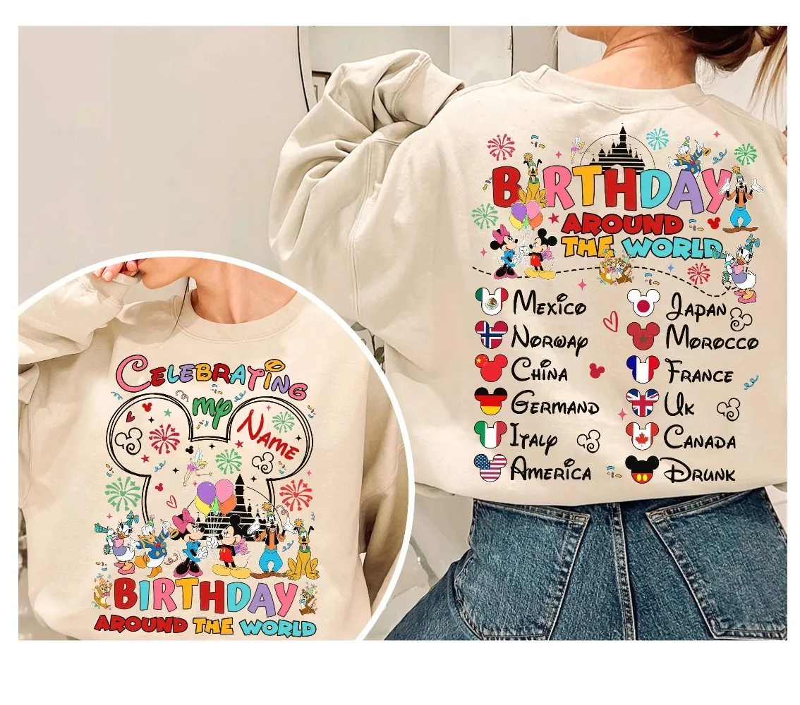 Epcot الاحتفال بعيد ميلادي حول العالم قميص عيد ميلاد ديزني كاسل ديزني عيد ميلاد الأسرة رحلة ديزني مطابقة المحملة #1