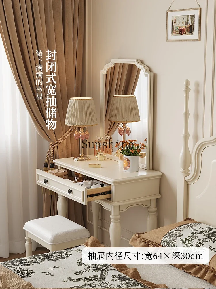 طاولة مكياج صغيرة على الطراز الكريمي من الخشب الصلب الفرنسي FT #4