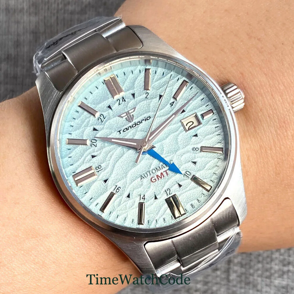 Tandorio NH34A Automatic Mechanical Watch for Men Diving GMT Movement 200m Waterproof 39mm Sapphire Crystal 316L Bracelet