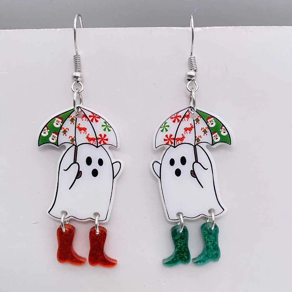 New Christmas Earrings Cute Cartoon Christmas Cat Funny Snowman Illumination Pendant Earrings for Girl Gifts Jewelry