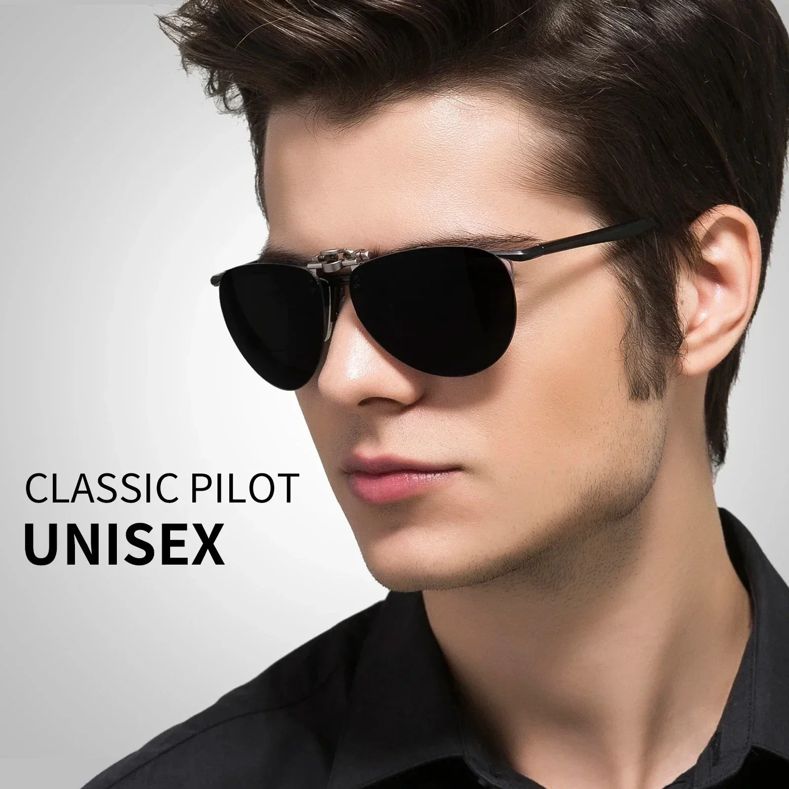 VEITHDIA Brand New Clip Occhiali da sole Polarizzati Clip-on Flip Up Clip Occhiali da sole senza montatura per occhiali a specchio-TAC UV400 Lente VFA809