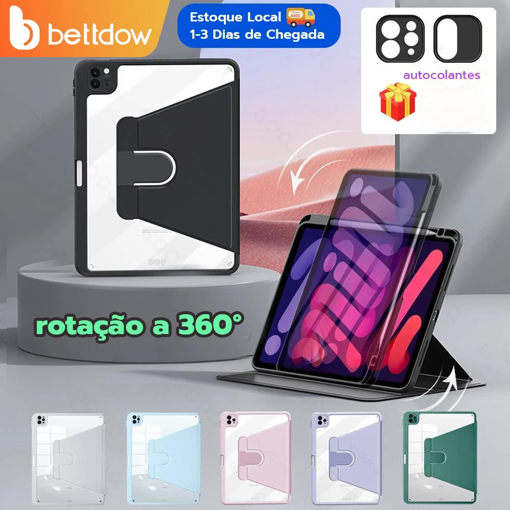 Bettdow capa para ipad rotação 360 com porta-lápis para iPad A16 10a geração Capa para iPad pro 11