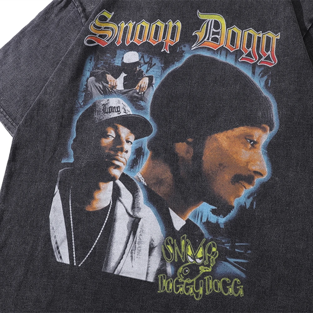 Frog drift Fashion Band Street Wear HIP HOP Portrait Printing Snoop Dogg Vintage Retro Loose T-shirt Tee tops