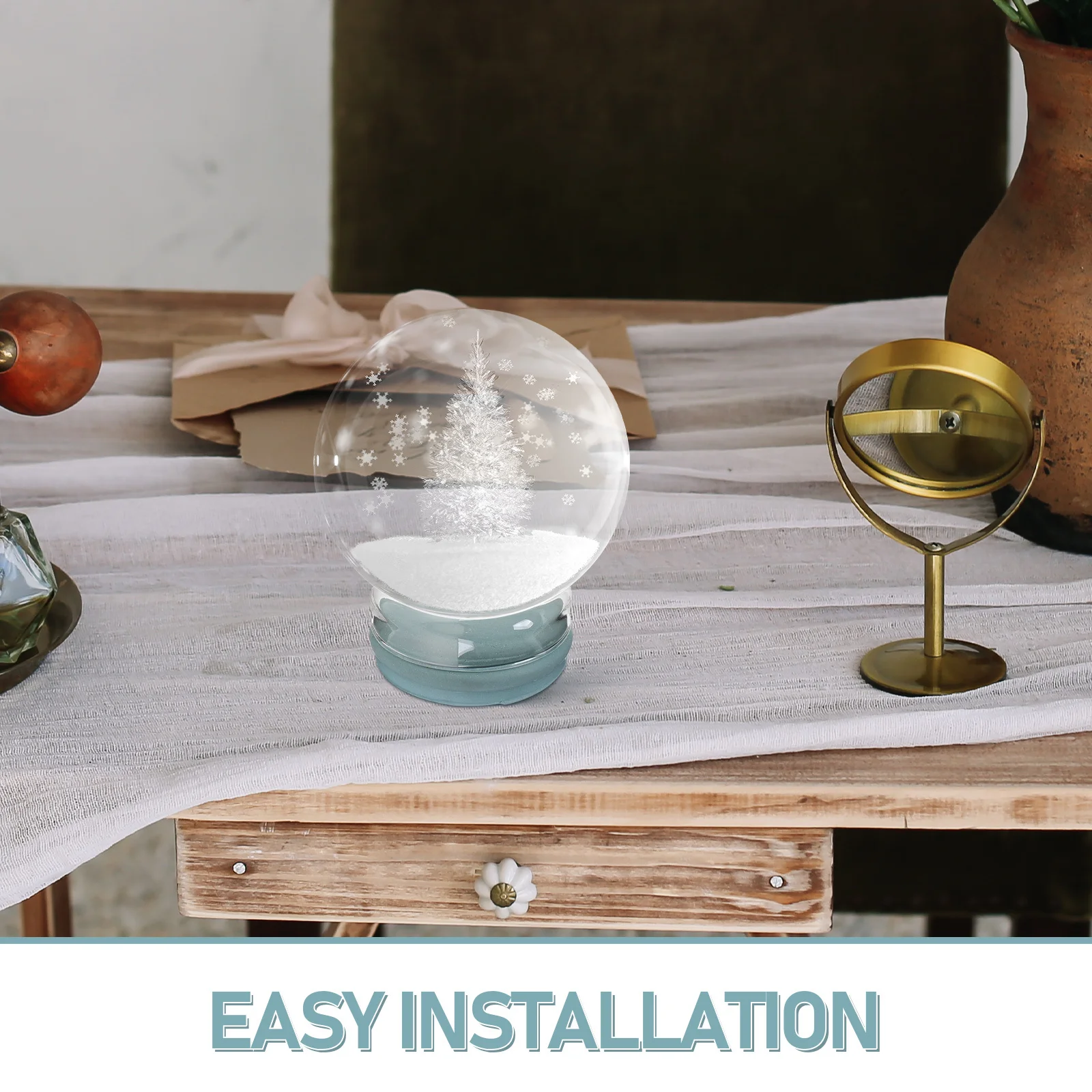 DIY Glass Snow Globe Kit Enhance Aesthetics Unique Home Decor Make Your Own Snow Jar for Friends Family Water Globe Craft Kit