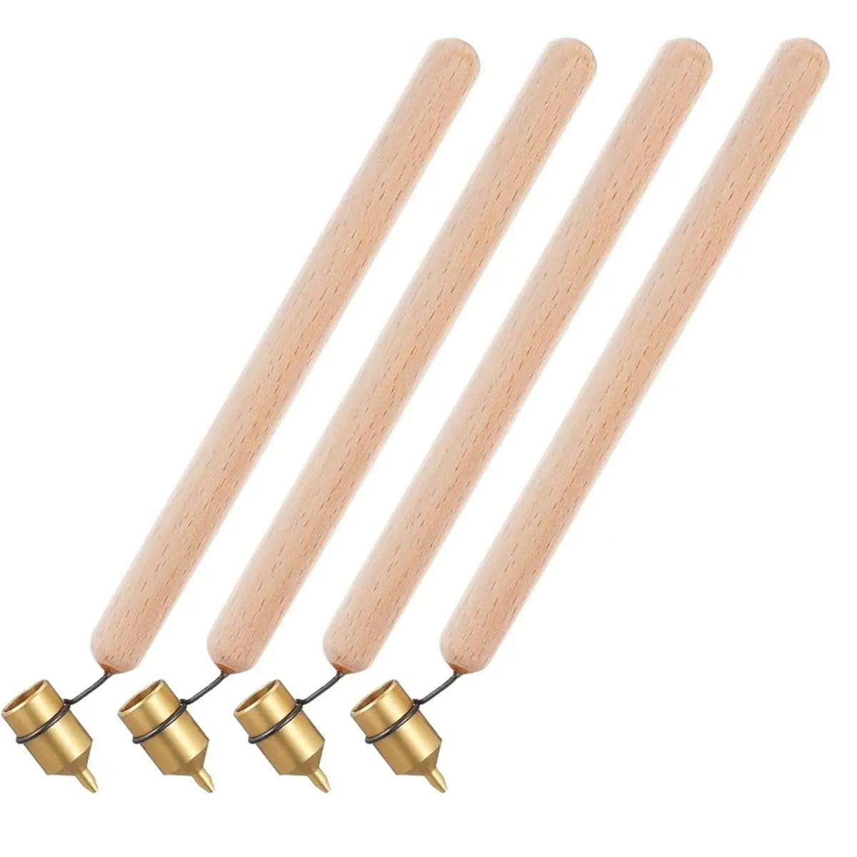 A13M 4Pcs 4 Sizes Hot Wax Pens Wooden Fine Line Paint Pens for Ukrainian Pysanky Making Brass Tip Detail Pen with Clean Wire