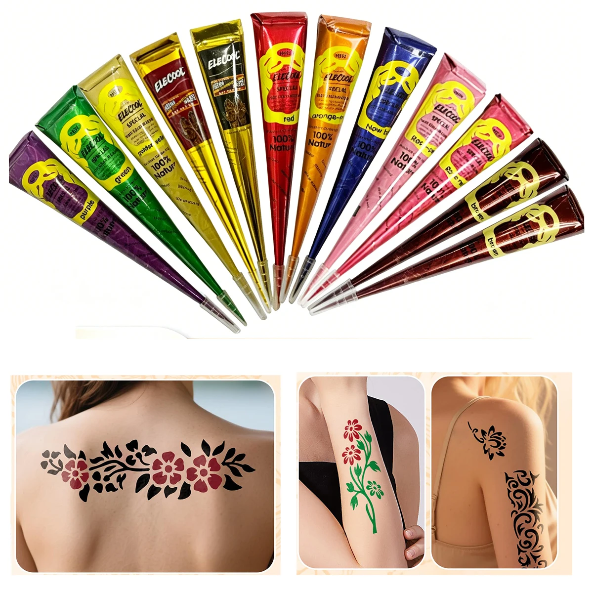 

Henna Tattoo Cream Easy To Clean, Long-Lasting Skin Painting Henna Cones Cream Henna Tattoo For Temporary Tattoos Special Events