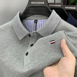 2024 New Golf Minimalist Embroidered Polo Collar Short Sleeve Men's Top Summer Collar T-shirt American