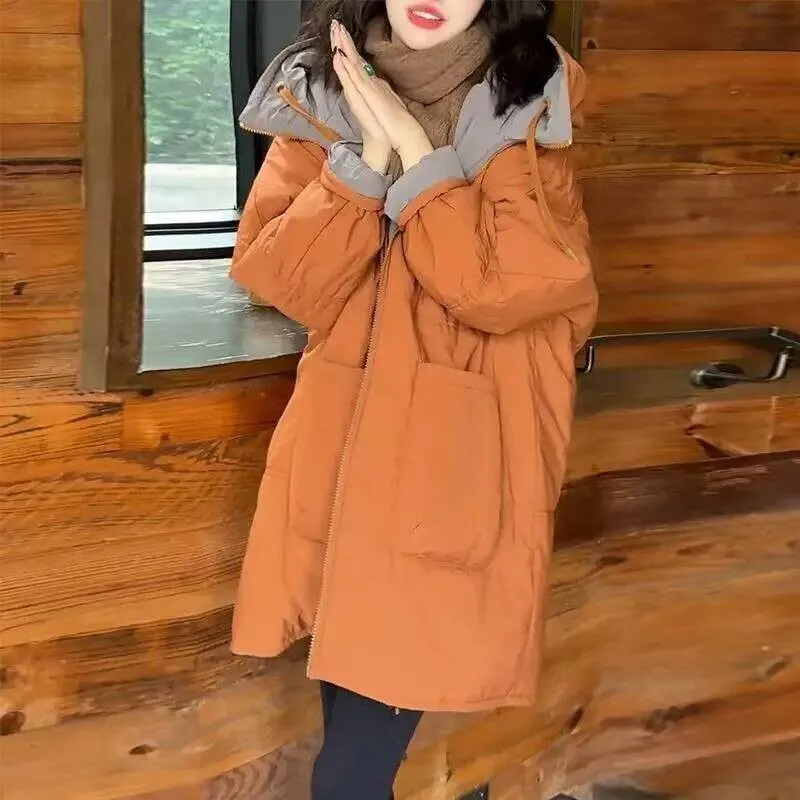 

Double-Sided Wear Mid-Length Women's Cotton Jacket Winter Fashionable Warm Casual Hooded Parka Influencer Outerwear