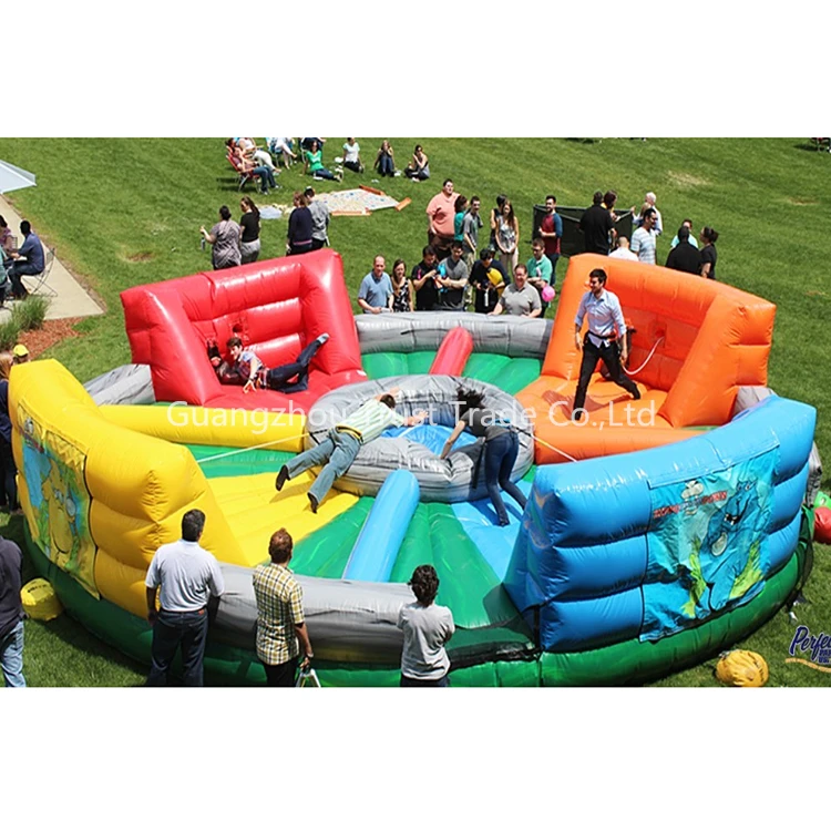 Popular 3 In 1 Sports Game Inflatable Hungry Bungee Running Sport Game Hungry Hippos