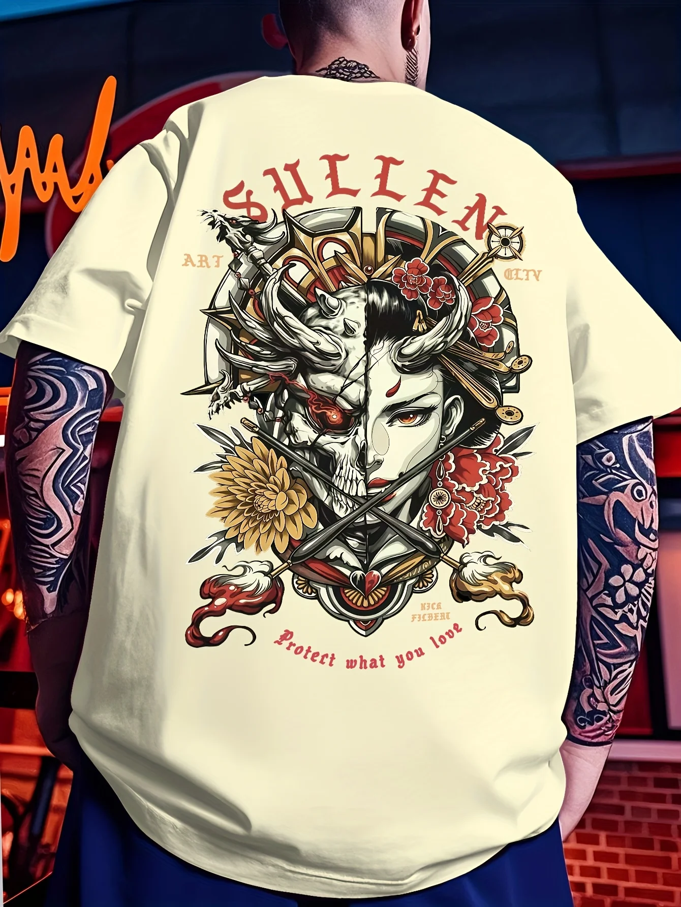 تي شيرت رجالي من Sullen Clothing Nick Filbert Standard تي شيرت وشم فني جرافيك تي شيرت مزدوج الوجه مزين بالزهور ملابس الشارع الشهير صيفي بأكمام قصيرة